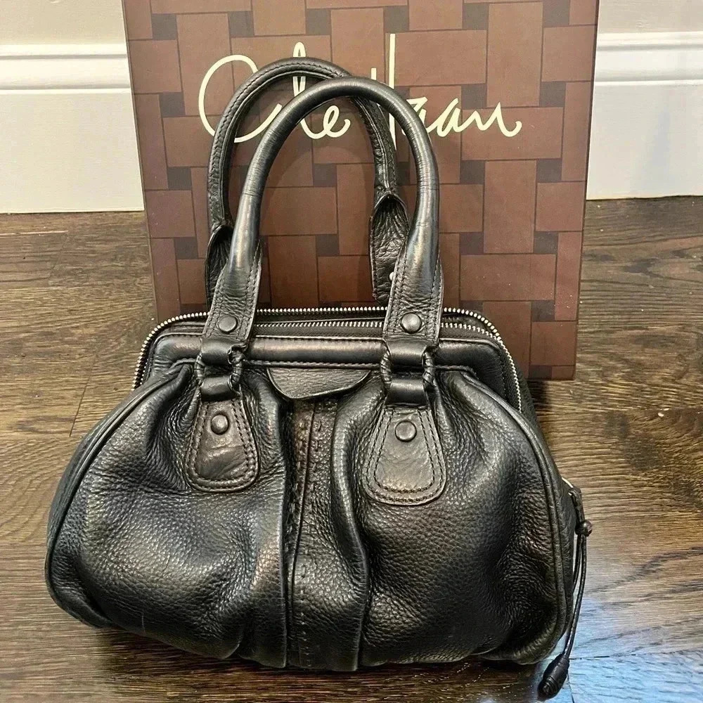 Cole Haan Double Handle Black Leather Bag